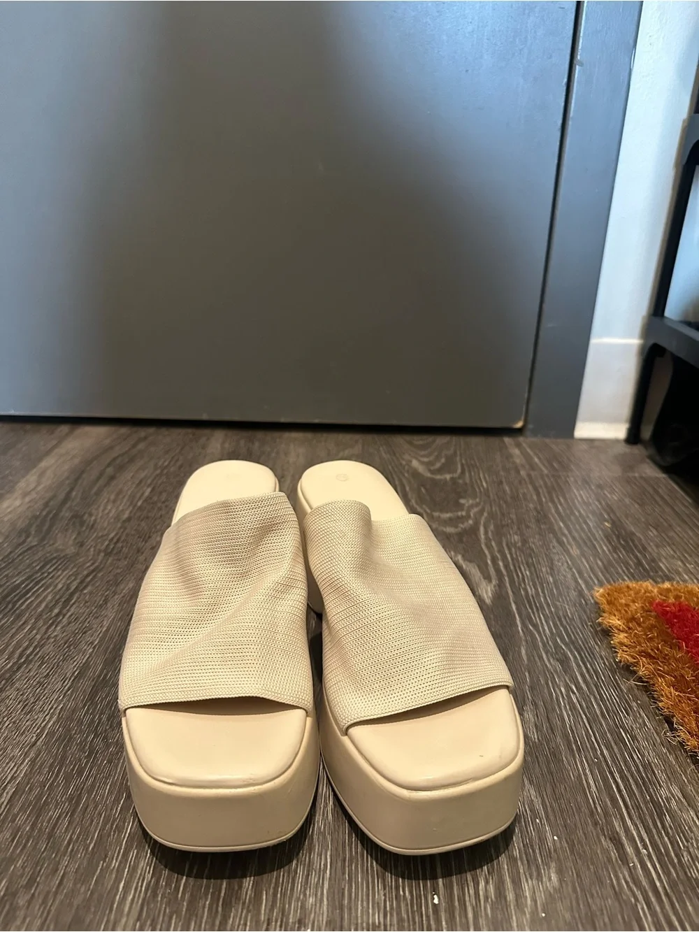 Platform Slide Sandals in Cream - Women